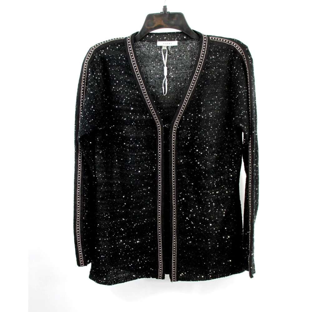 NWT SIONI Cardigan Evening Wear Sweater Women S Black Embellish Holiday Sparkle